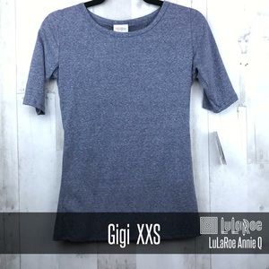 Lularoe Gigi Top XXS Solid Steel Blue NWT